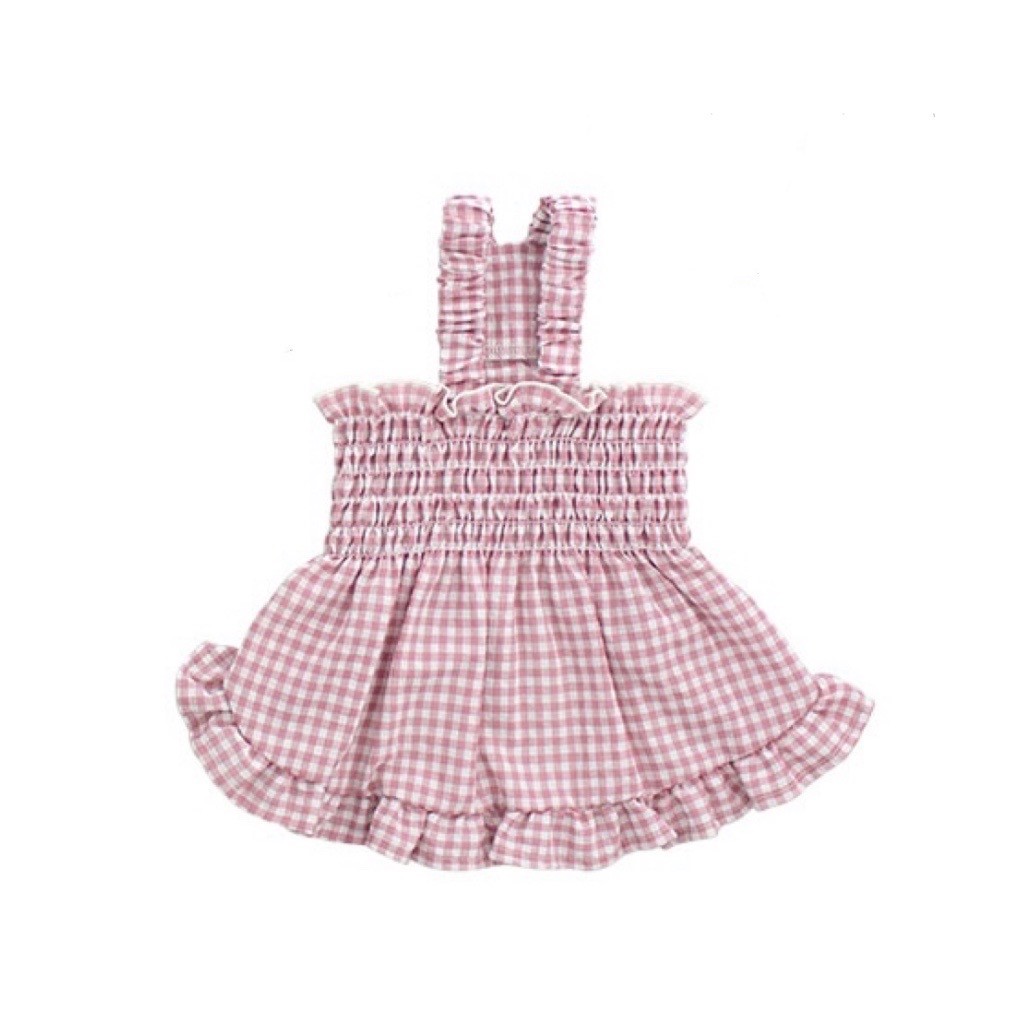 Anti-mosquito pleated plaid dress ｜防蚊蟲褶皺格紋洋裝 （紫色） 