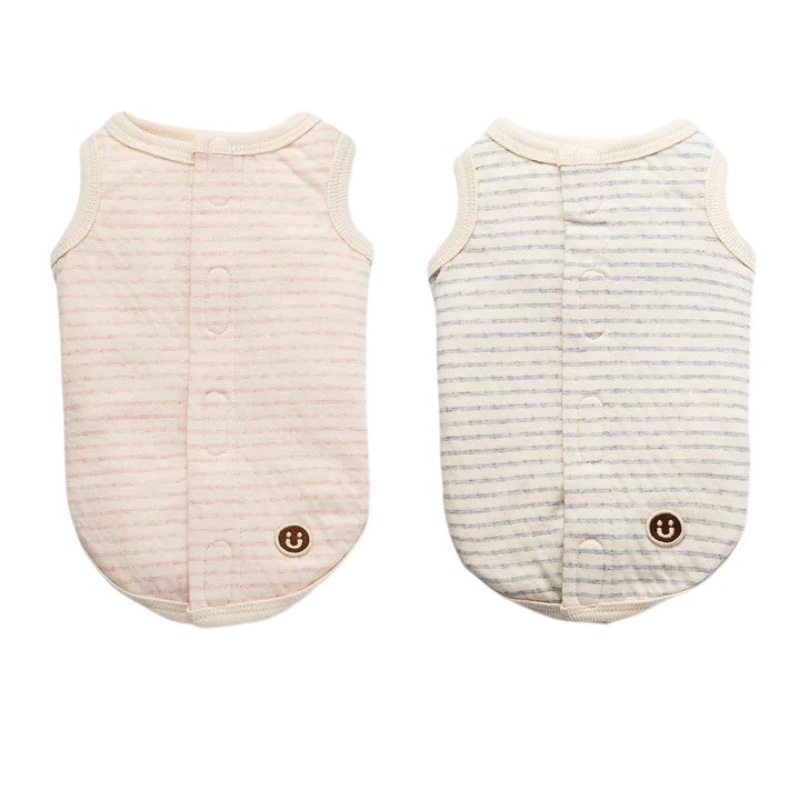 Organic cotton striped top ｜ 棉條紋背開釦上衣