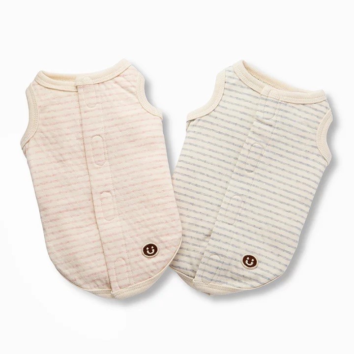 Organic cotton striped top ｜ 棉條紋背開釦上衣