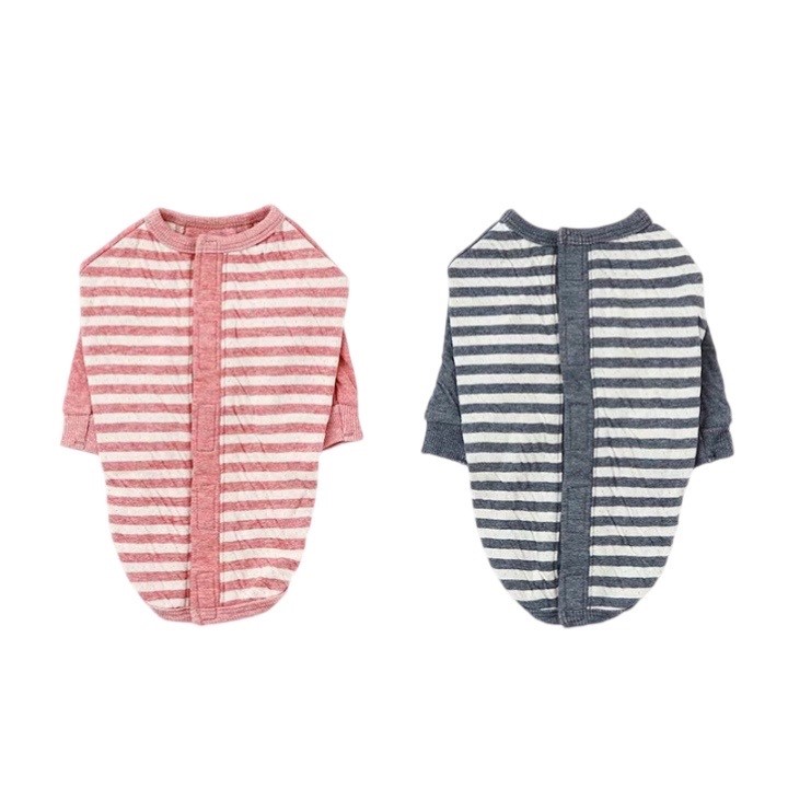Organic cotton button-back striped long-sleeve shirt｜有機棉背扣式條紋長袖衫