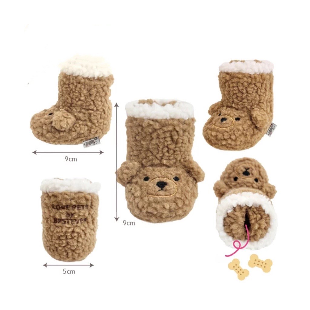 毛毛雪靴藏食玩具｜紅貴賓