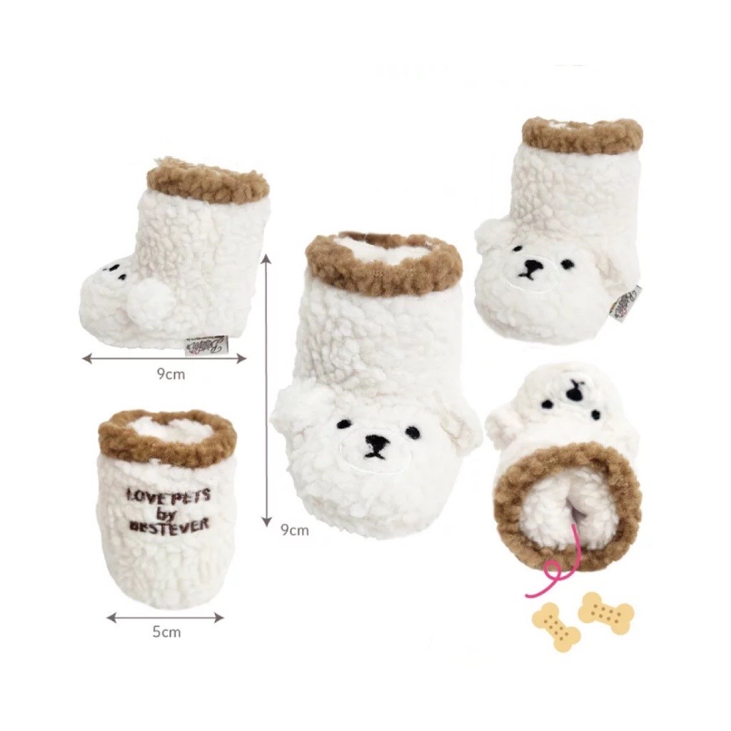 毛毛雪靴藏食玩具｜白貴賓 