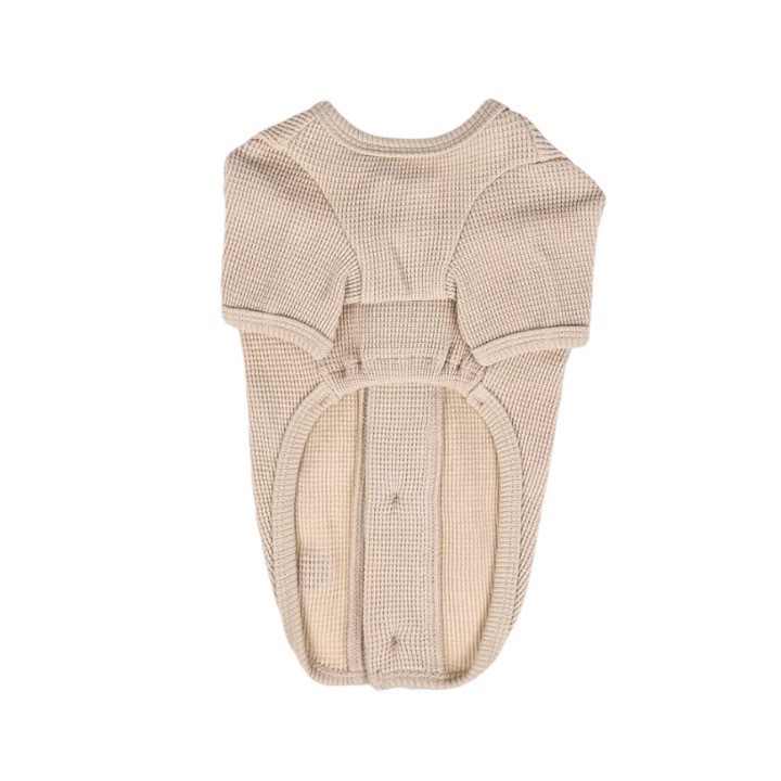 Organic cotton waffle button-back top  ｜有機棉華夫格背釦上衣