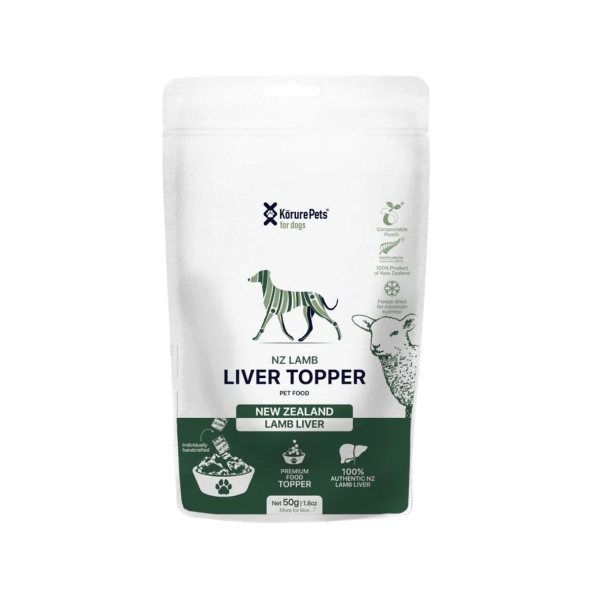 KORURE｜紐西蘭羊肝凍乾(狗) 50g / 極易消化蛋白質 改善敏感腸胃的零食