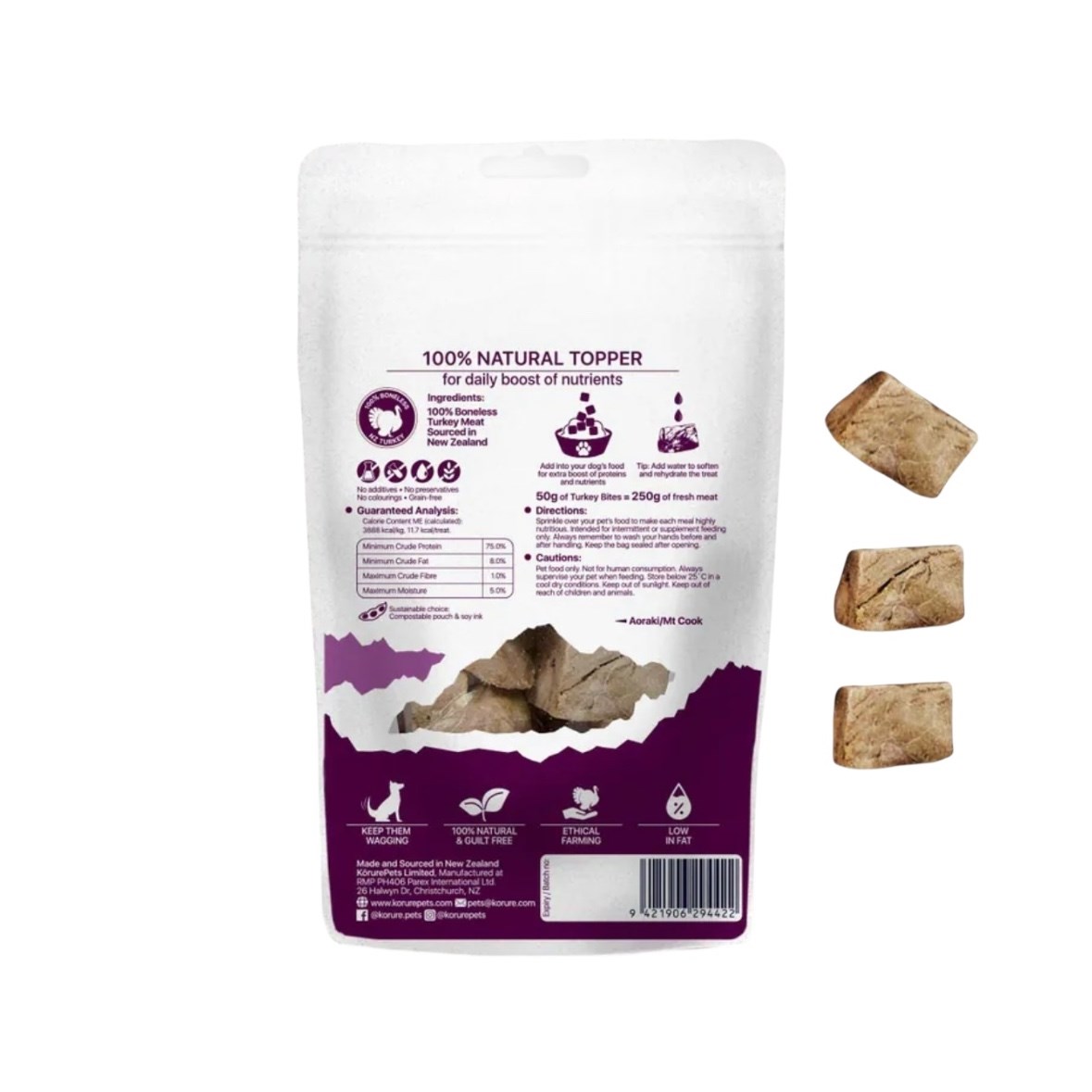 KORURE｜紐西蘭火雞肉凍乾(犬) 50g / 極易消化蛋白質 適合敏感腸胃的零食