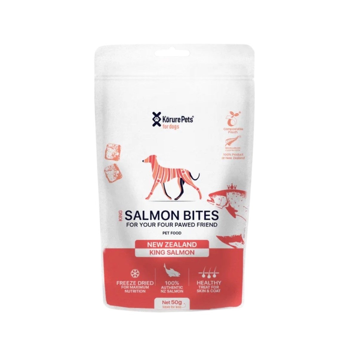 KORURE｜紐西蘭國王鮭魚凍乾(犬) 50g / 心血管心臟 . 大腦保養 皮膚毛髮亮麗