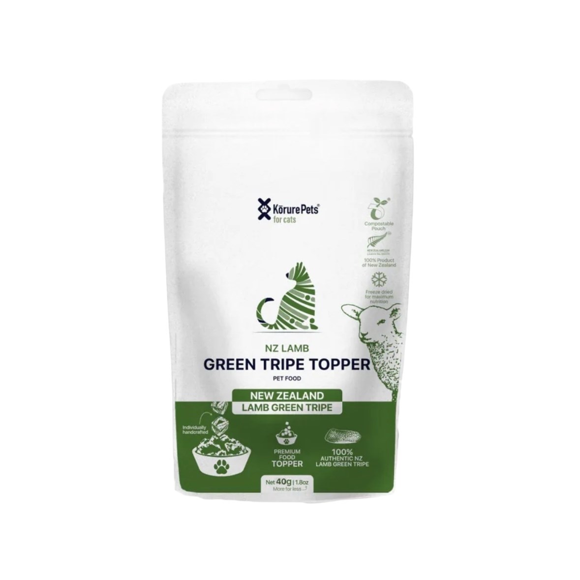 KORURE｜紐西蘭羊肚凍乾(貓) 40g / 極易消化蛋白質 改善敏感腸胃的零食