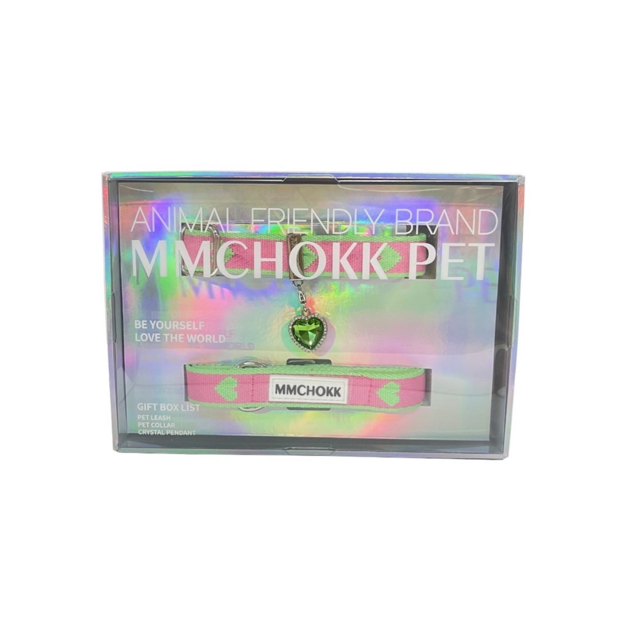 mmchokk- lovely愛心項圈/牽繩禮盒系列  pink/green