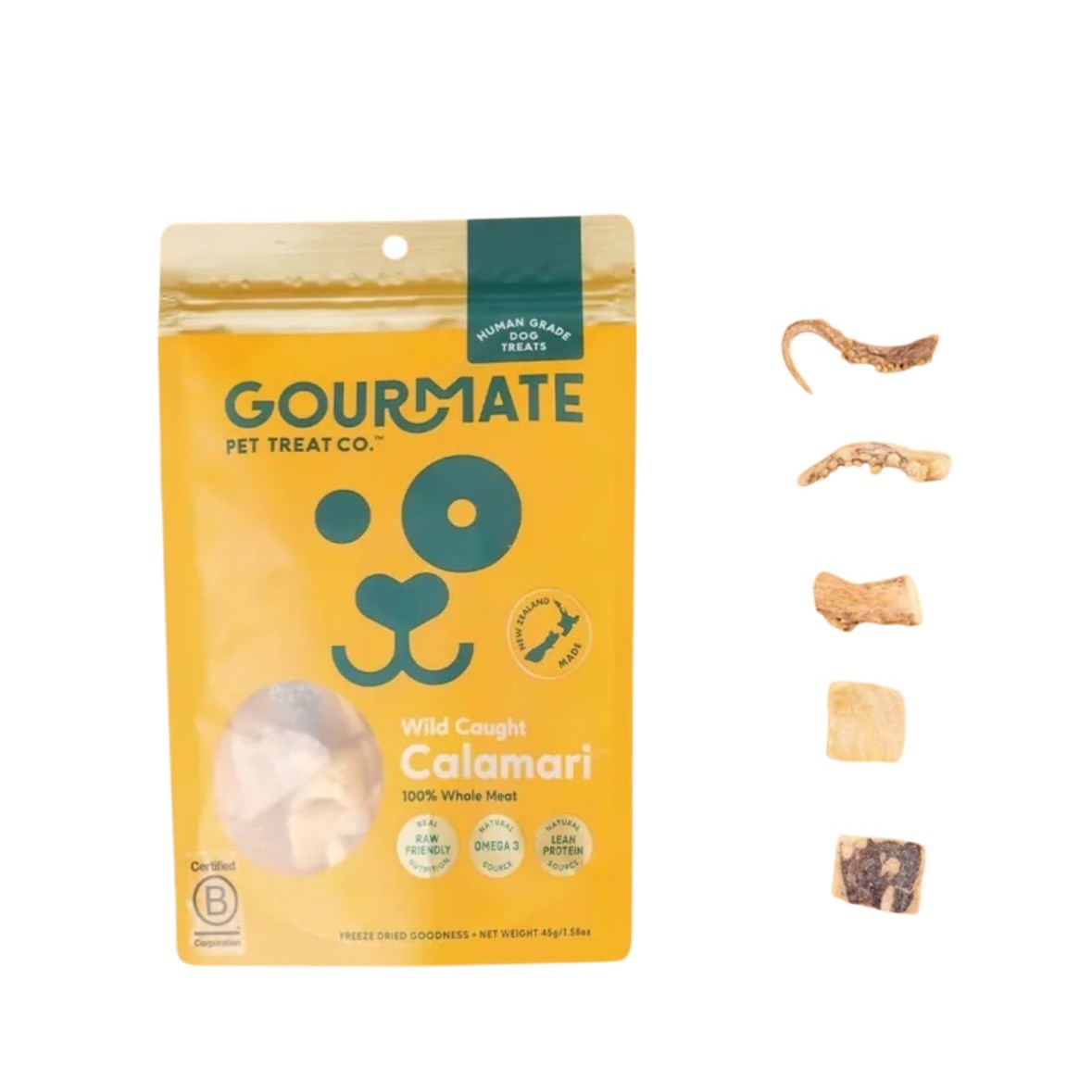 Gourmate｜深海魷魚凍乾 (犬貓可食) 45g | 高蛋白低脂．訓練零食