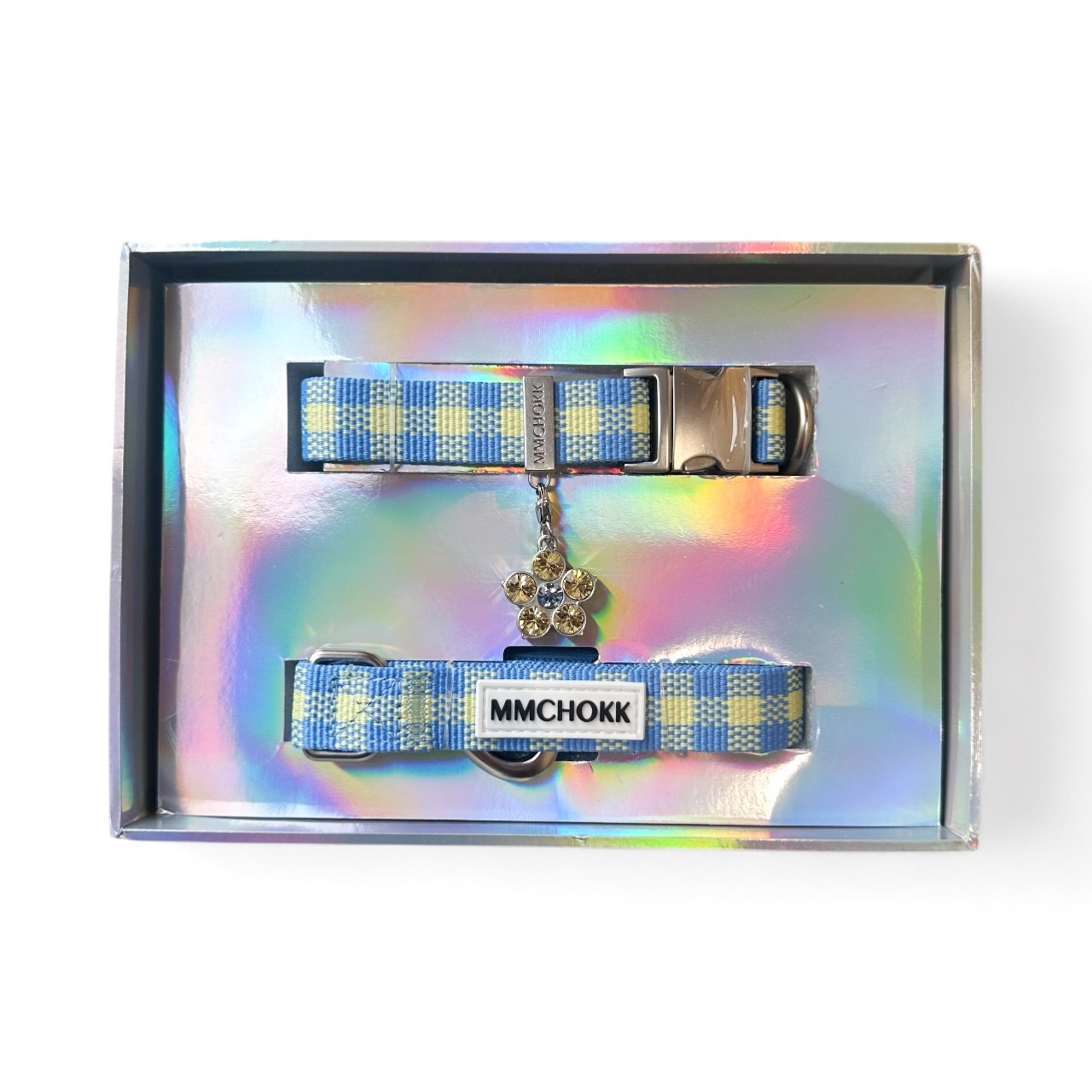 mmchokk- Boboli Garden 格紋項圈/牽繩禮盒系列 ｜藍