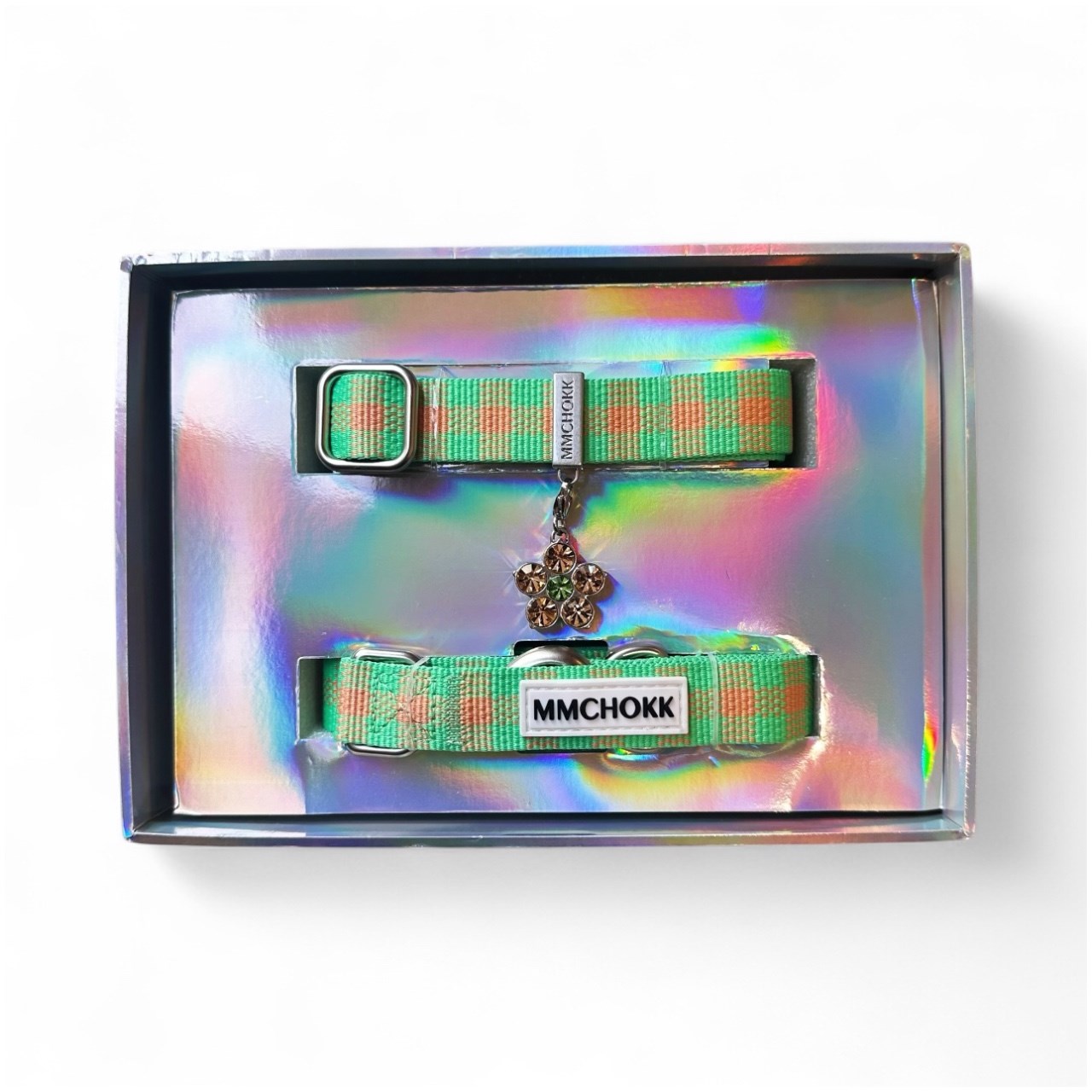 mmchokk- Boboli Garden 格紋項圈/牽繩禮盒系列 ｜綠
