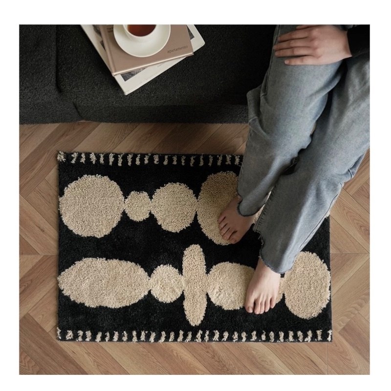 藝術家幾何地墊｜藍底咖色