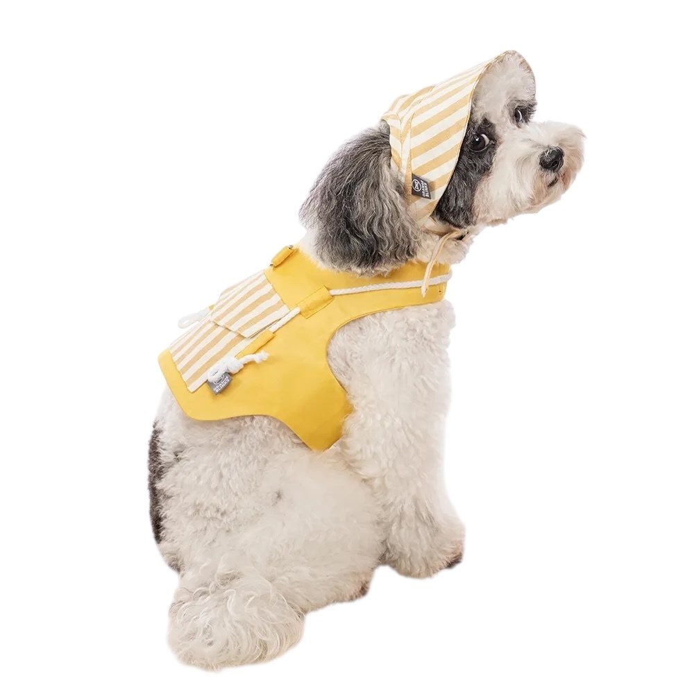 Orange Blinks  條紋系列 黃白條紋棉麻料 胸背衣+帽 