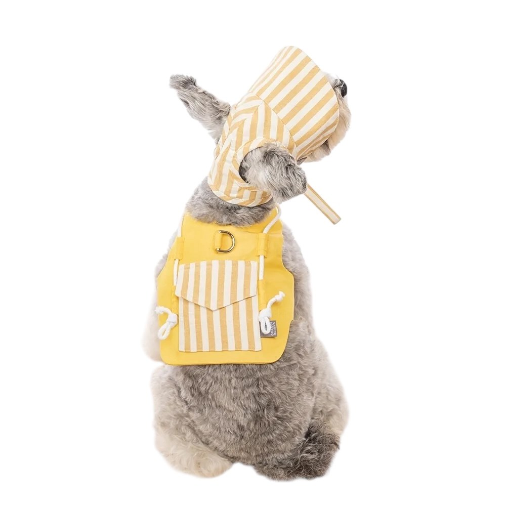 Orange Blinks  條紋系列 黃白條紋棉麻料 胸背衣+帽 