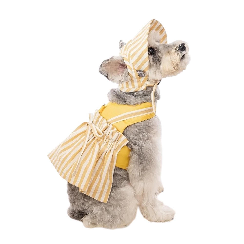 Orange Blinks  條紋系列 黃白條紋棉麻料  吊帶裙造型  裙款胸背衣+帽  