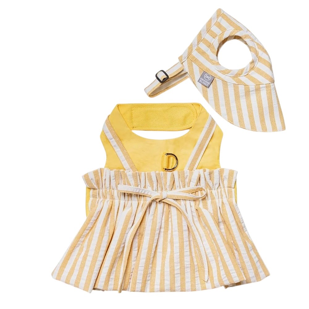 Orange Blinks  條紋系列 黃白條紋棉麻料  吊帶裙造型  裙款胸背衣+帽  