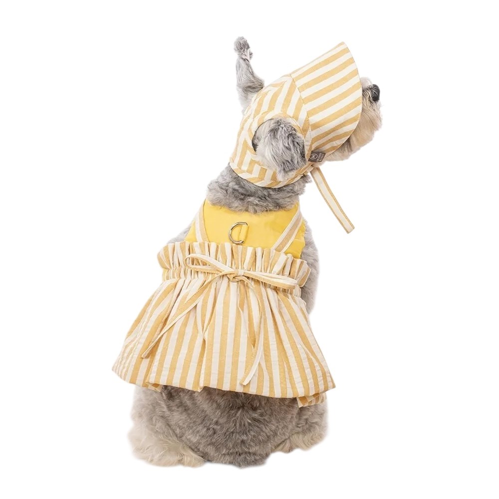 Orange Blinks  條紋系列 黃白條紋棉麻料  吊帶裙造型  裙款胸背衣+帽  