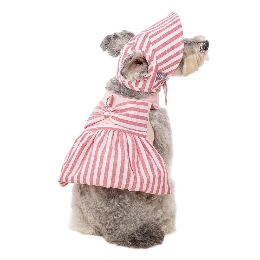 Orange Blinks 條紋系列 紅白條紋棉麻料 比基尼造型 裙款胸背衣+帽 