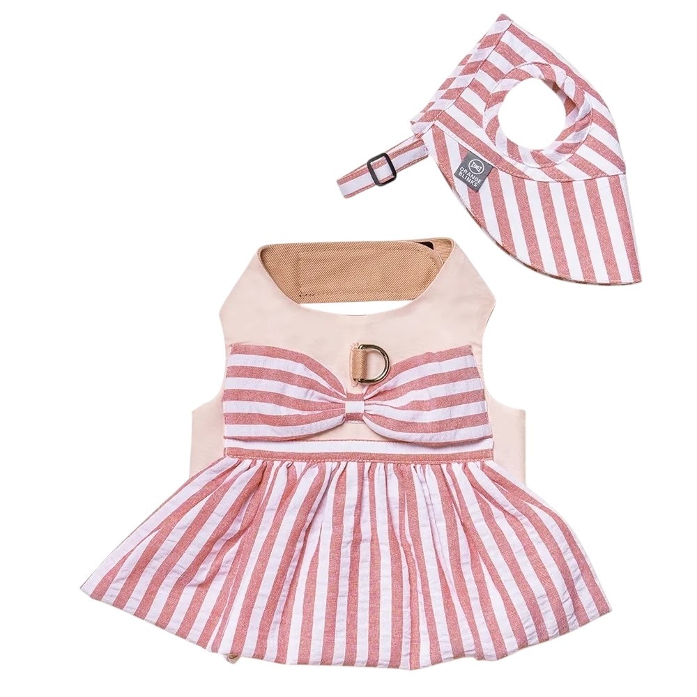 Orange Blinks 條紋系列 紅白條紋棉麻料 比基尼造型 裙款胸背衣+帽 