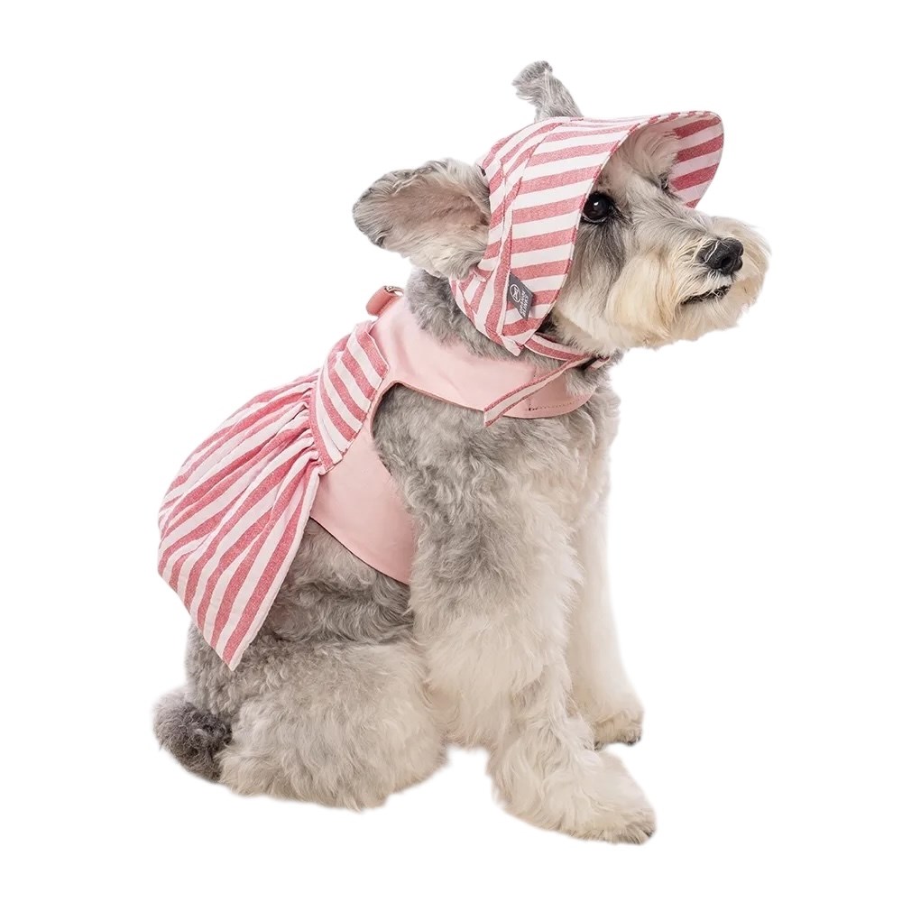 Orange Blinks 條紋系列 紅白條紋棉麻料 比基尼造型 裙款胸背衣+帽 