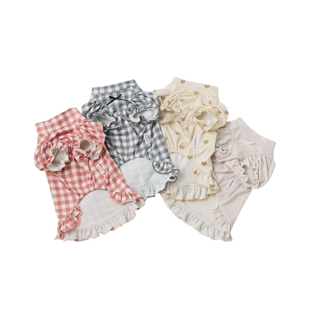 泡泡袖機能格紋洋