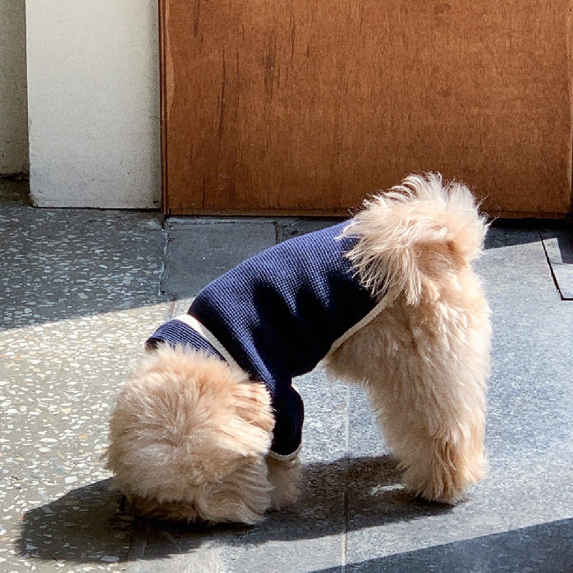 Waffle Cardigan Top ｜華夫格紋開襟上衣 深藍