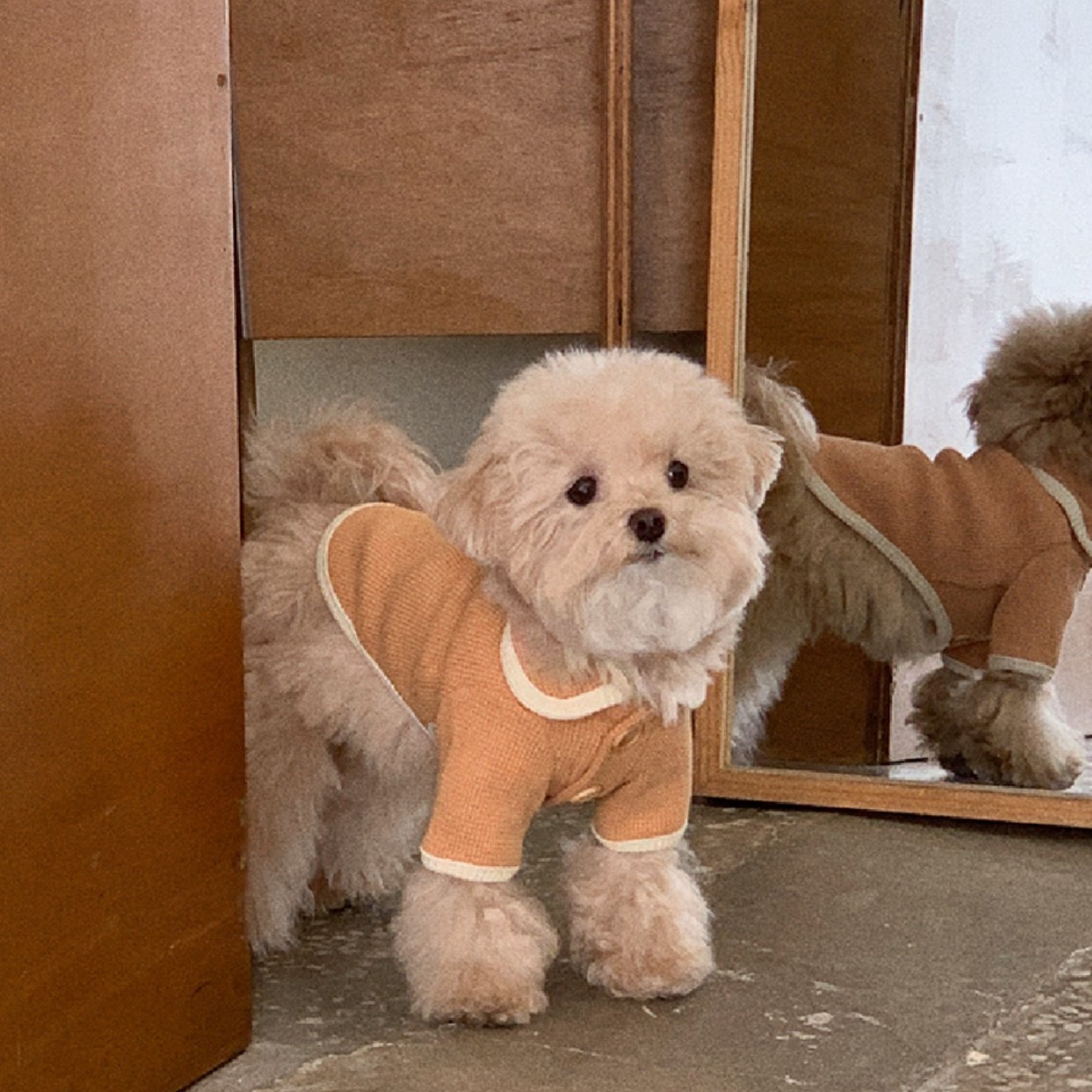 Waffle Cardigan Top ｜華夫格紋開襟上衣 莓粉