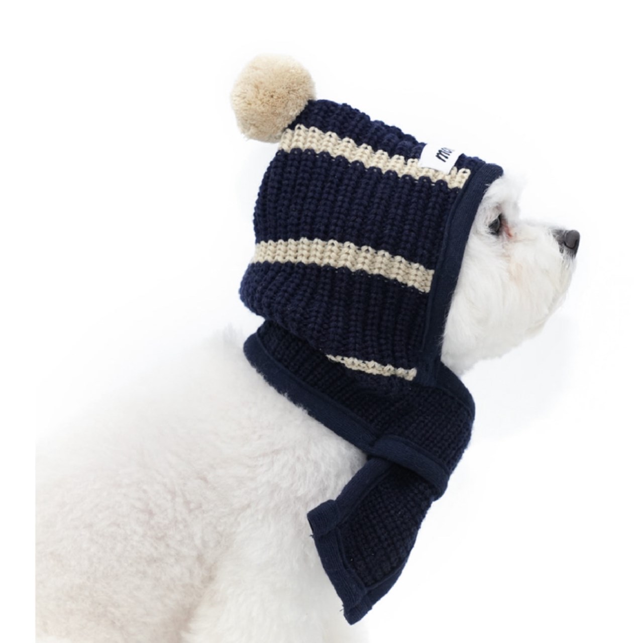 針織連帽圍巾 黑