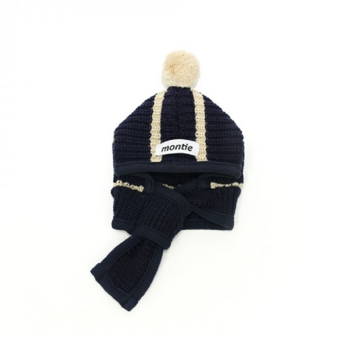 針織連帽圍巾 黑