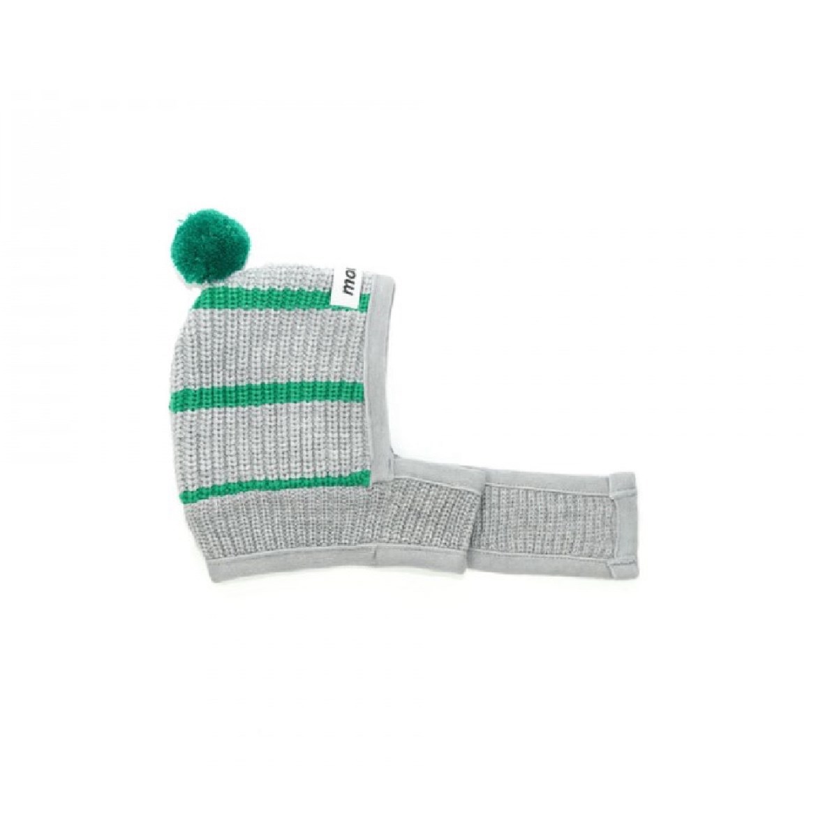 針織連帽圍巾 灰綠