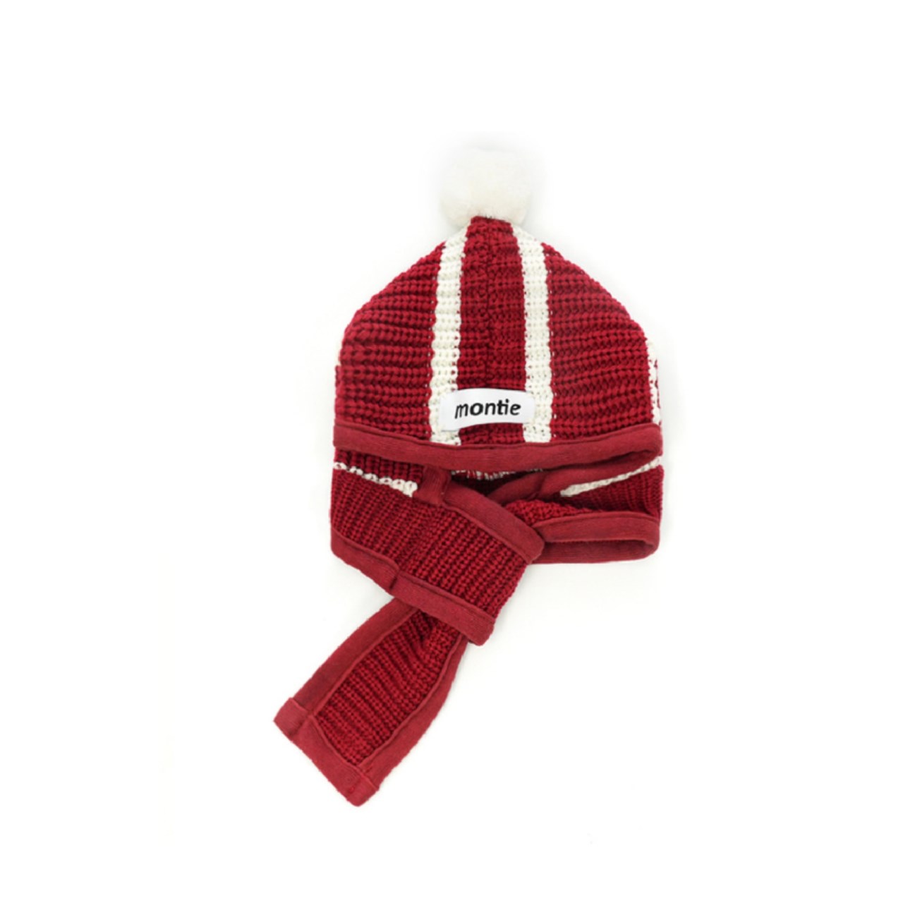 針織連帽圍巾 紅