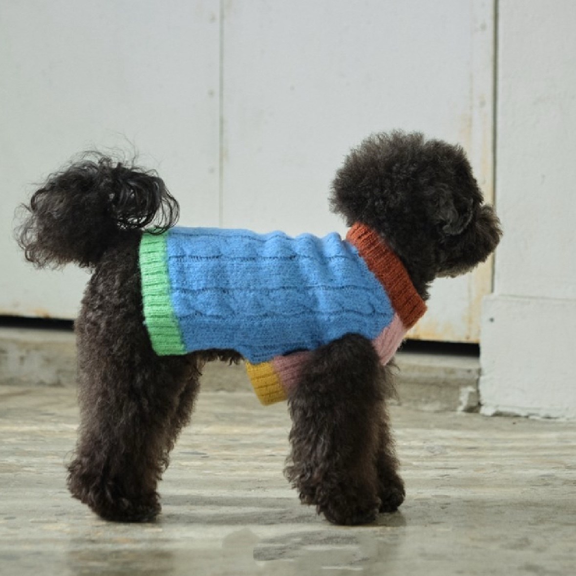 編織麻花100%羊毛上衣 藍