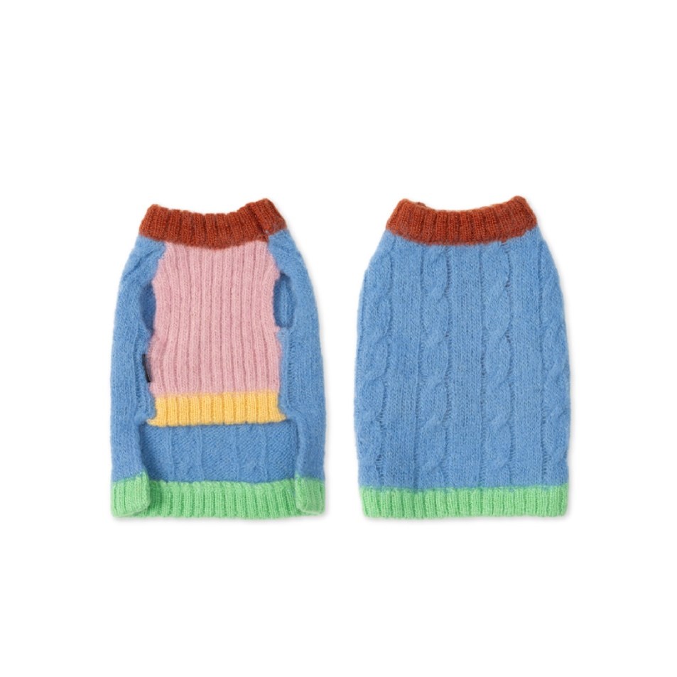 編織麻花100%羊毛上衣 藍