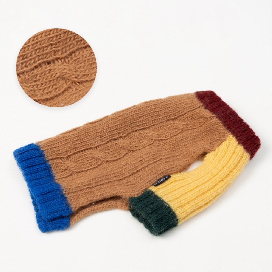 編織麻花100%羊毛上衣 咖啡