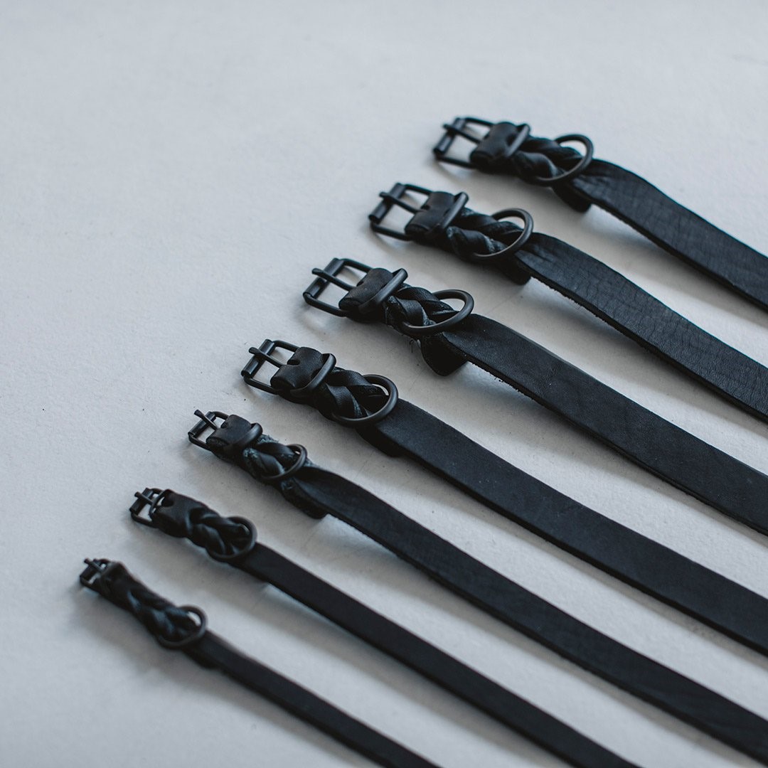 FREE STITCH / Oiled Leather Braided Collar 黑色皮格項圈