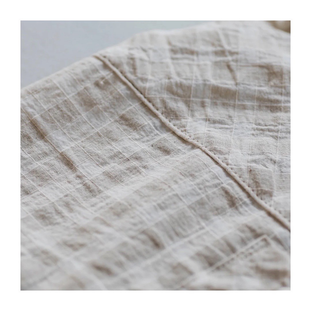 DOBBY CHECK COTTON LINEN SHIRT 格紋棉麻襯衫｜亞麻色