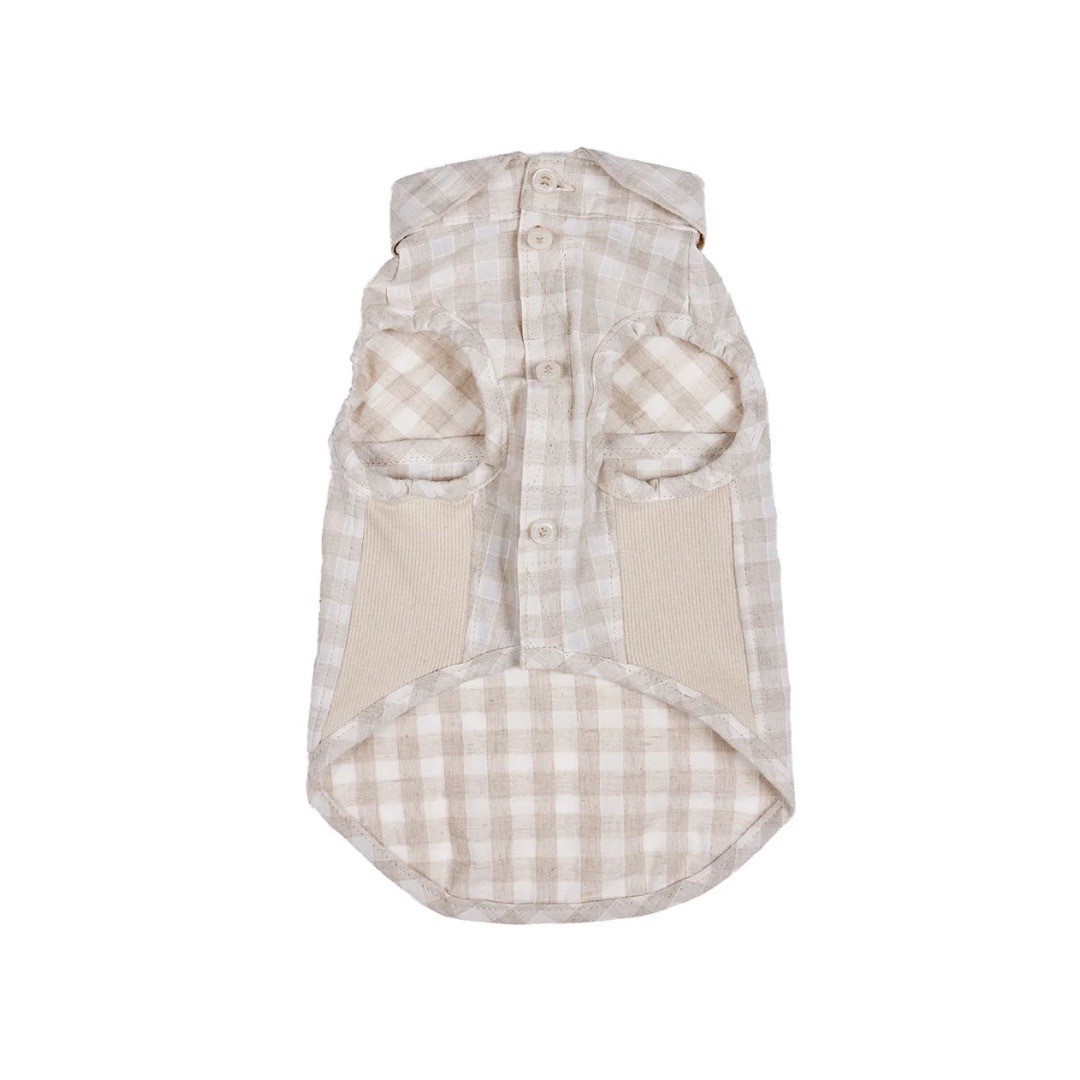DOBBY CHECK COTTON LINEN SHIRT 格紋棉麻襯衫｜亞麻色