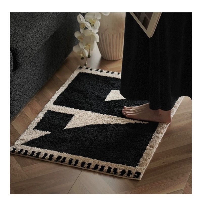 藝術家幾何地墊｜白底黑色