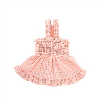 Anti-mosquito pleated plaid dress ｜防蚊蟲褶皺格紋洋裝 （粉膚色）