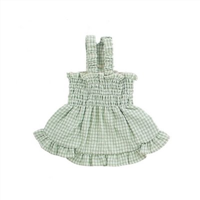 Anti-mosquito pleated plaid dress ｜防蚊蟲褶皺格紋洋裝 （綠色） 