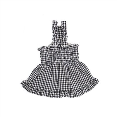 Anti-mosquito pleated plaid dress ｜防蚊蟲褶皺格紋洋裝 （黑色）