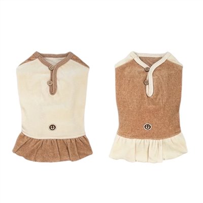 Henley collar short-sleeved velvet dress｜ 有機棉亨利領絲絨洋裝