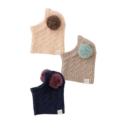 fur ball knitted hat ｜雙毛球針織帽