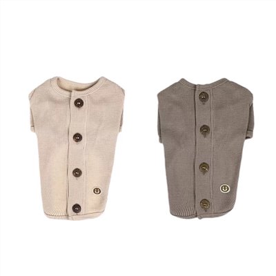 Organic cotton waffle button-back top  ｜有機棉華夫格背釦上衣