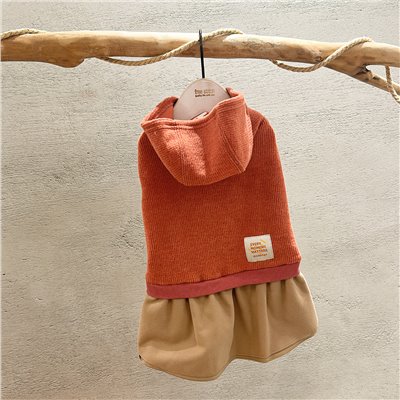 SALE |  橘紅毛呢連帽氣質洋裝  XL /XXL