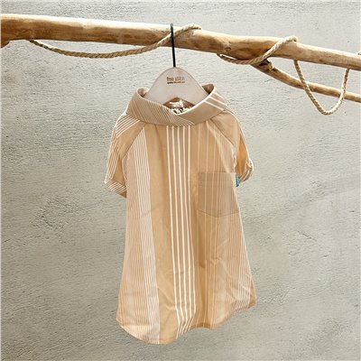 SALE |  杏色直條紋棉料襯衫 XL