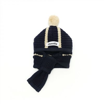 針織連帽圍巾 黑