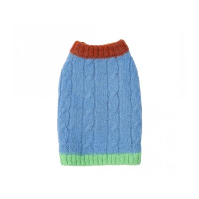 編織麻花100%羊毛上衣 藍